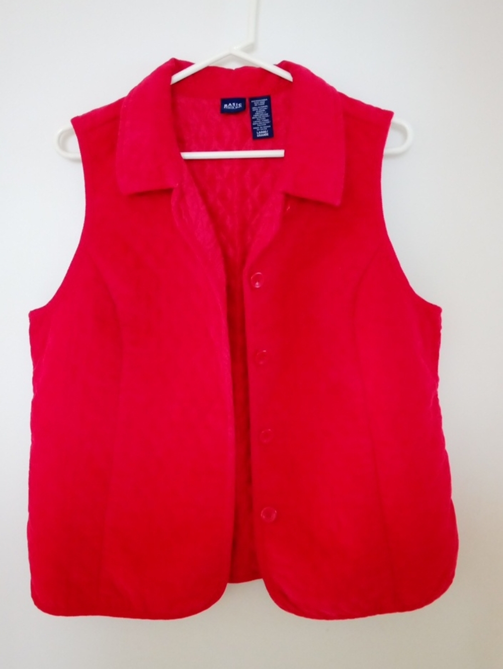 Basic Editions Quilted Sleeveless Vest in Red
